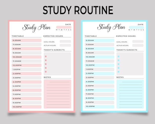 Vector studie routine social media sjabloonontwerp