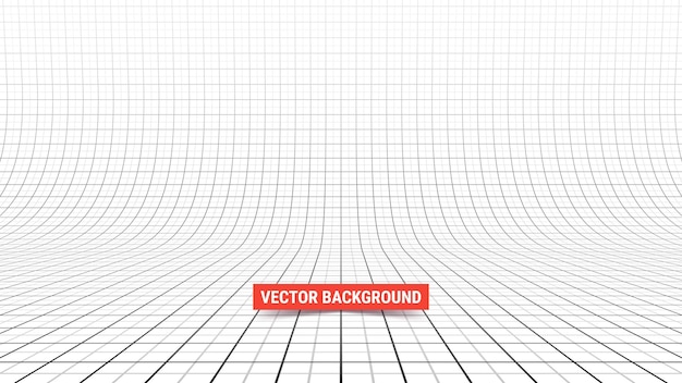 Studio backdrop with mesh Curved perspective grid with major and minor lines Vector illustration