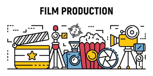 Banner di produzione cinematografica di studio, stile contorno