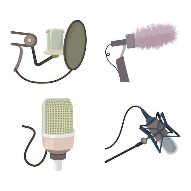 Vector studio microphone icon set