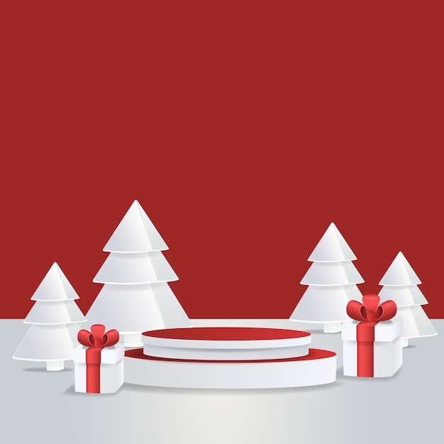 Vector studio podium with christmas decoration.