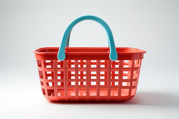 studio shot of an empty shopping basket isolated on white background