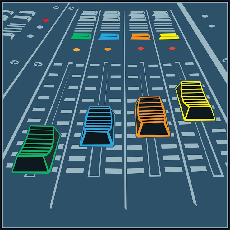 Vector studio sound recording panel