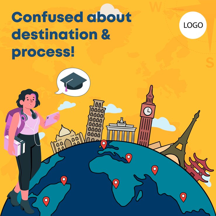 Vector study abroad concept distance learning and international education metaphor
