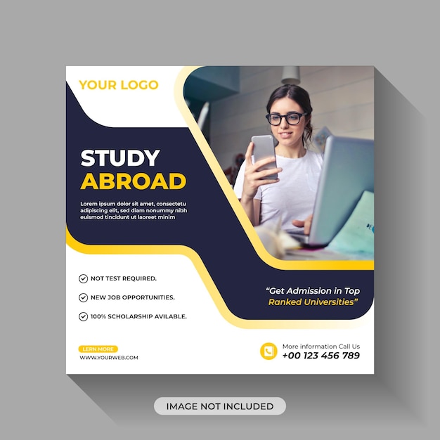 Study abroad Creative social media post template design premium vector