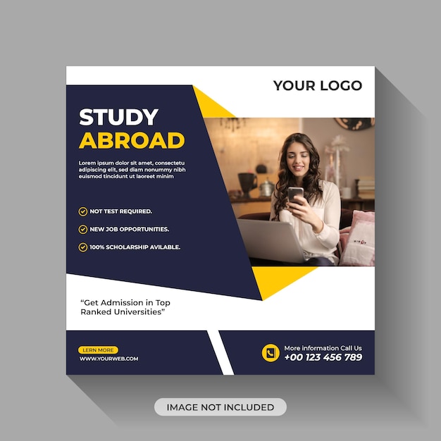 Study abroad Creative social media post template design premium vector