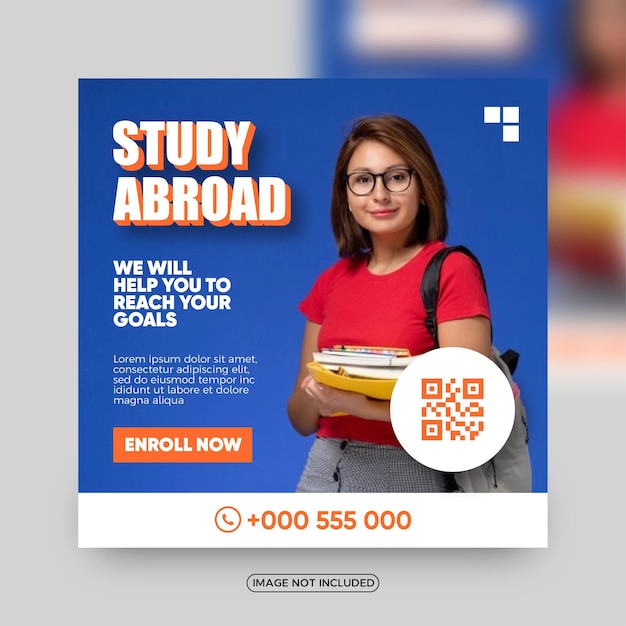 Vector study abroad digital marketing social media post template