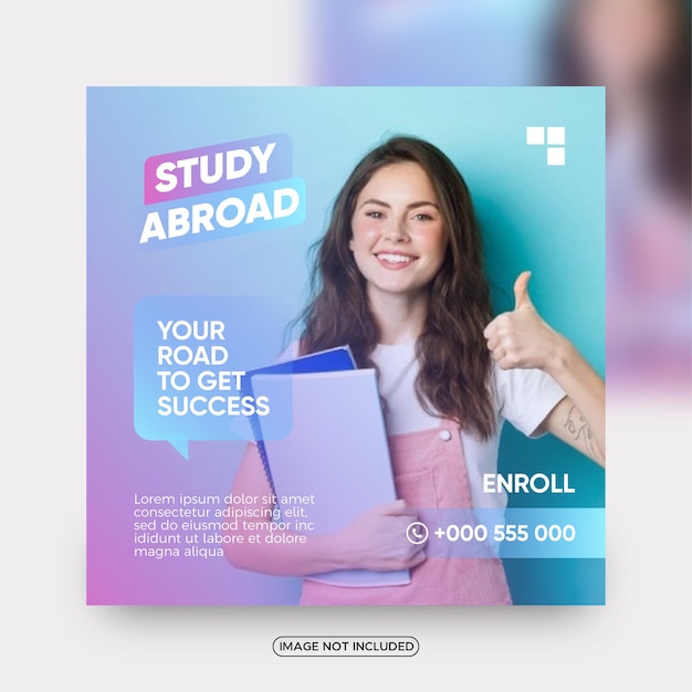 Study abroad digital marketing social media post template