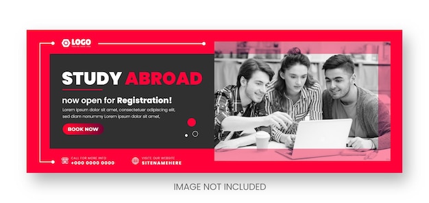 Study abroad facebook cover or social media cover and web banner design template
