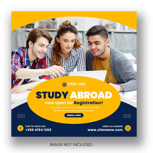 Vector study abroad and higher education facebook or instagram social media post amp web banner design