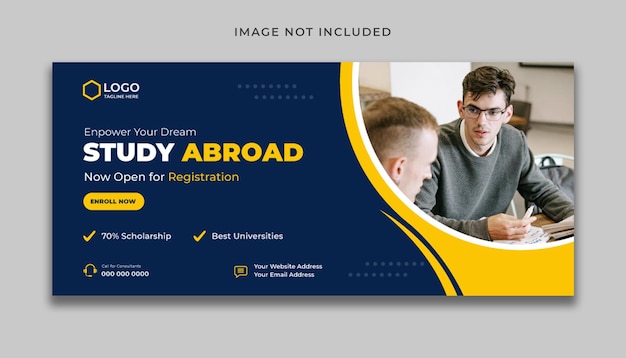 Premium Vector | Study abroad social media post or facebook cover template