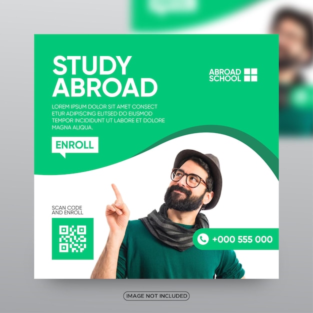 Study abroad social media post template