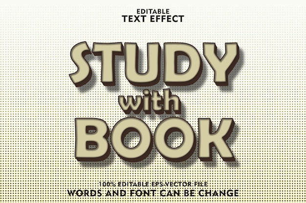 Vector study book editable text effect emboss modern style