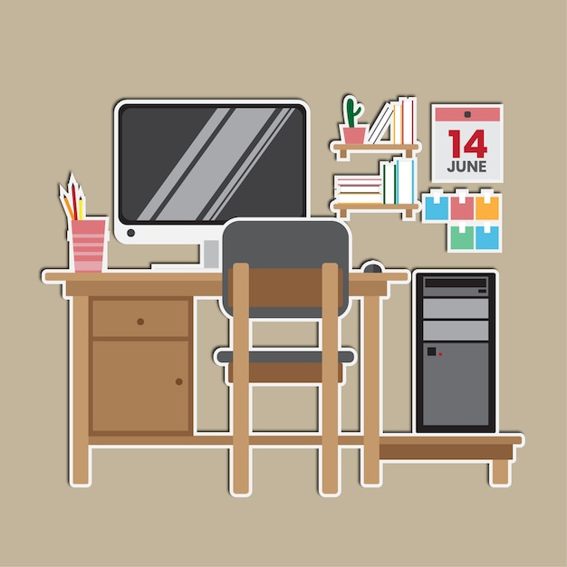 Vector study desk sticker