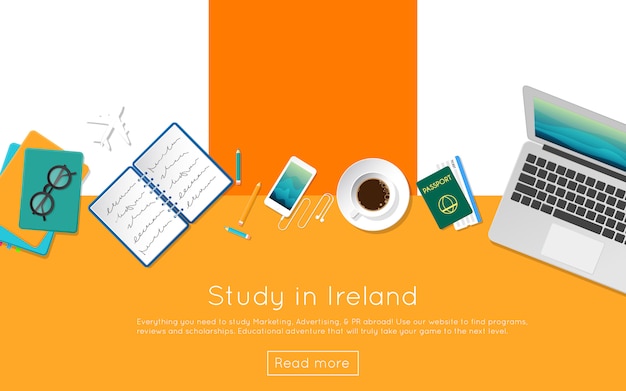 Study in ireland concept for your web banner