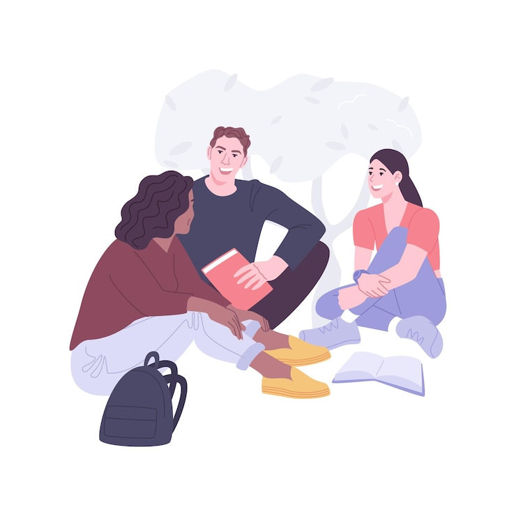 Vector study outdoors isolated cartoon vector illustrations