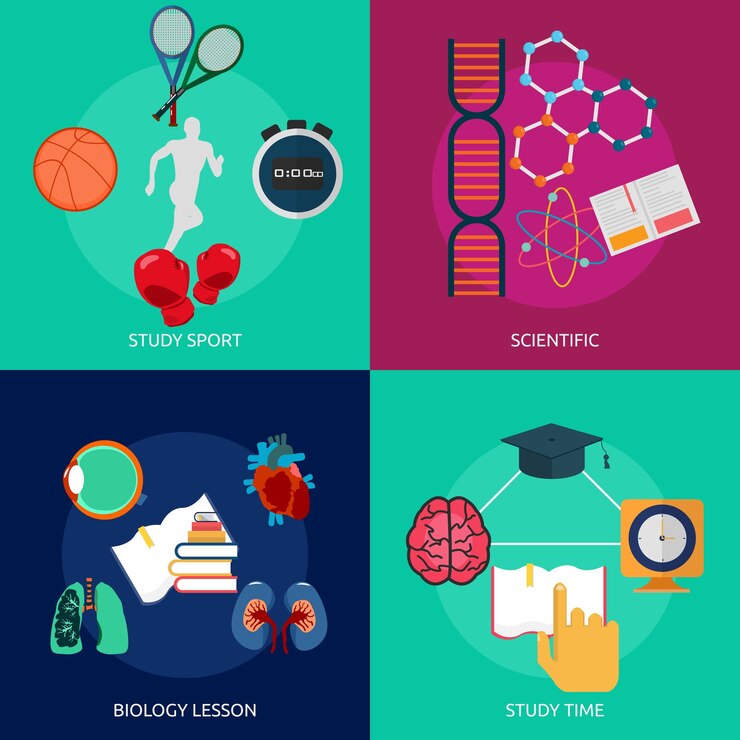 Vector study sports scientific biology lesson study time vector illustration