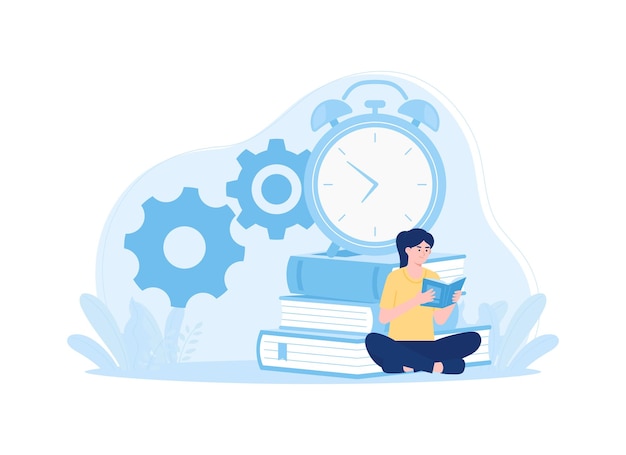 study time trending concept flat illustration