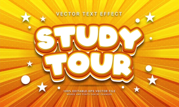 Vector study tour editable text effect with holiday themes