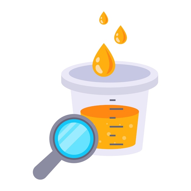 Study of urinalysis in the laboratory. hand over tests in a bottle. flat vector illustration.