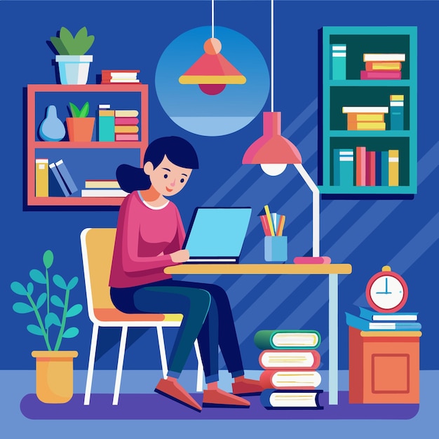 Vector studying person flat vector design