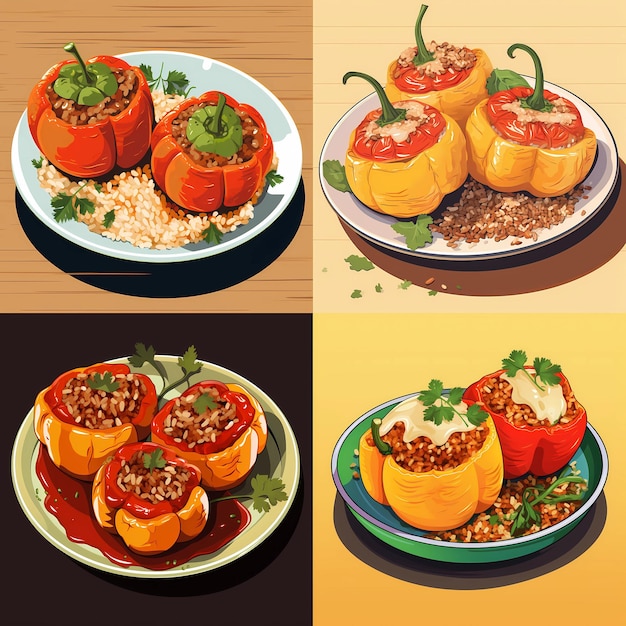 Stuffed bell peppers with ground beef and rice