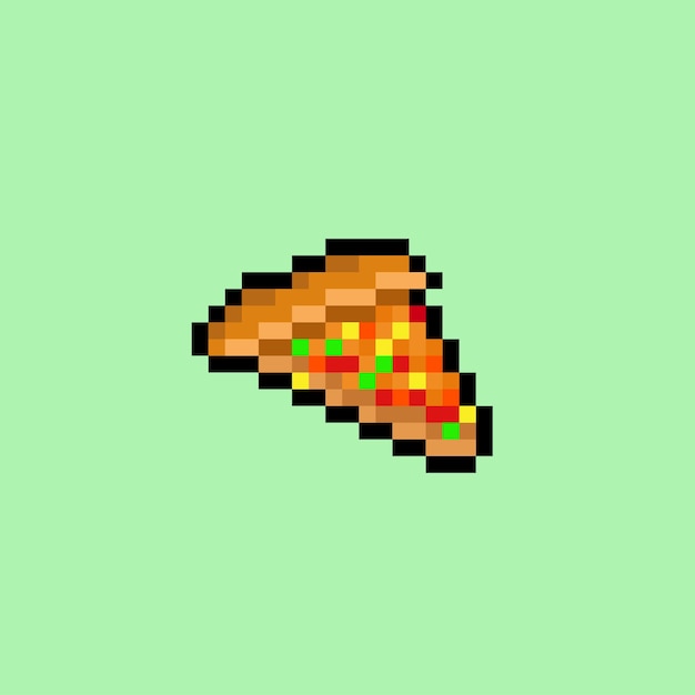 stuk pizza met pixel art-stijl