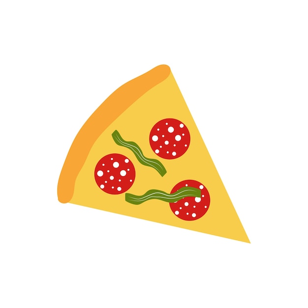 Stukje pizza Vectorillustratie geïsoleerd op witte achtergrond