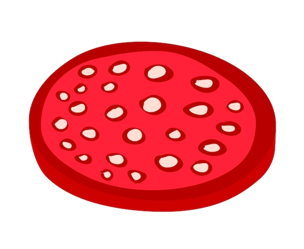 Stukje rode salami worst geïsoleerd op een witte achtergrond