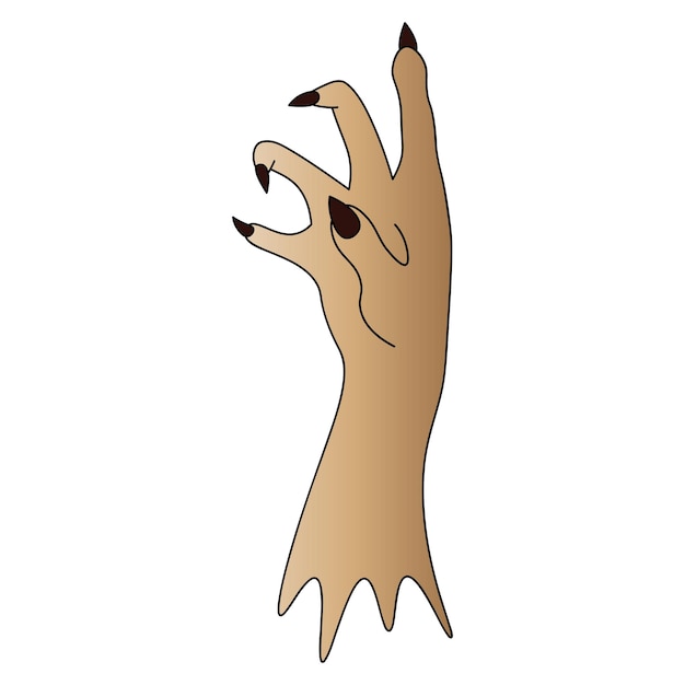 The stump of a dead man's hand. side view. curved fingers with sharp claws. halloween symbol.