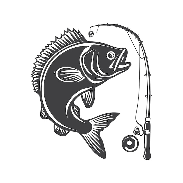 a stunning black and white fish vector illustration