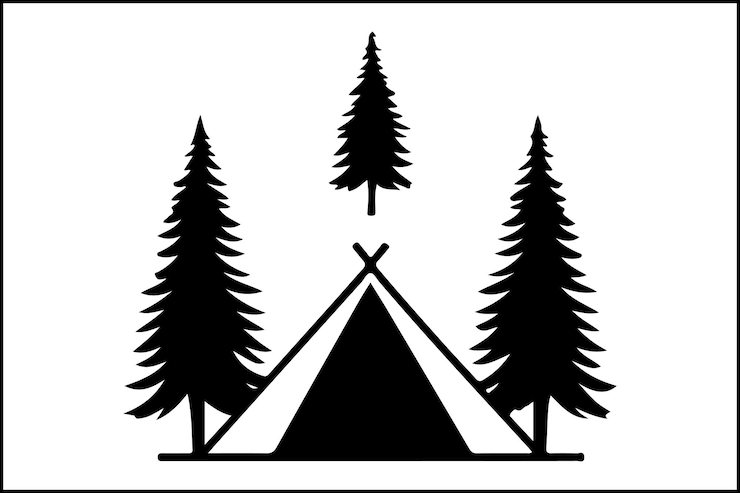 Vector stunning camping silhouette vectors