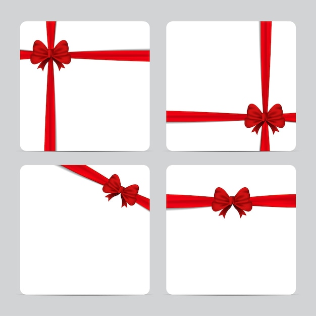 Vector stunning gift red ribbon set and bow vector illustration on white