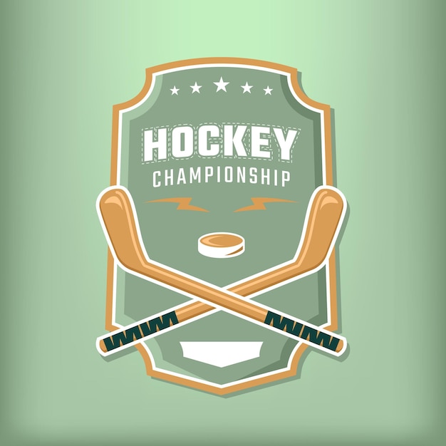 Splendido logo da hockey con scudo su sfondo verde chiaro