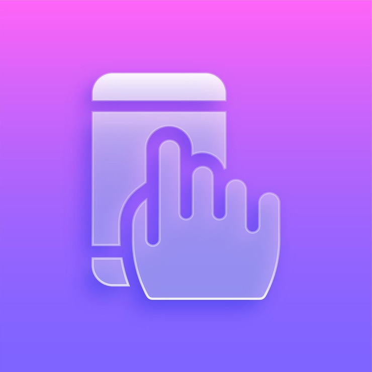 Vector stunning modern glass morphism mobile click icon with vibrant background