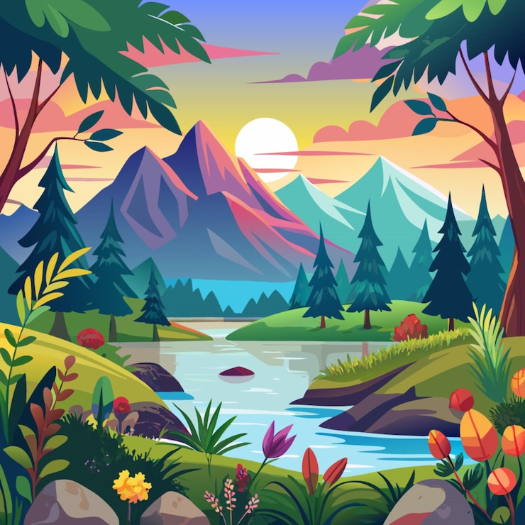 Vector stunning scenic view of natures beauty in landscape photography