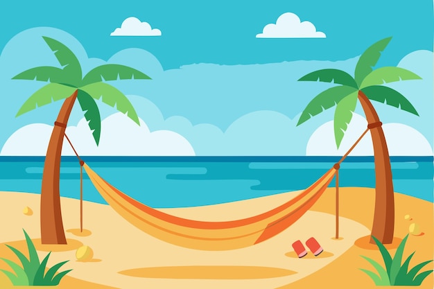 stunning tropical beach with lush palm hammock and ocean view vector art