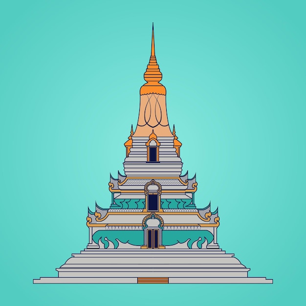 Stupa in boddisme vectorontwerp met Khmer kbach