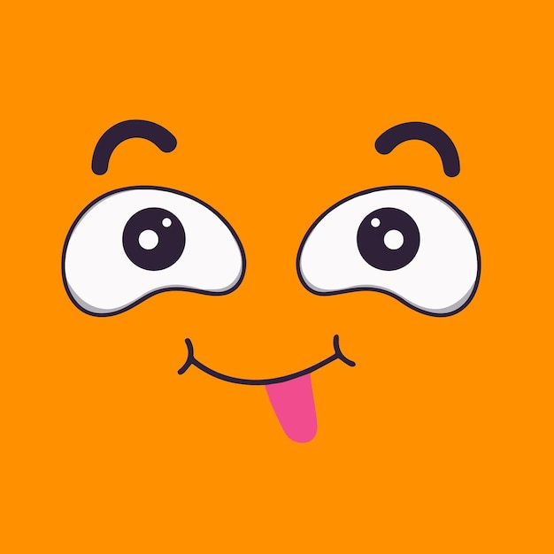 Vector stupid emoji with orange background