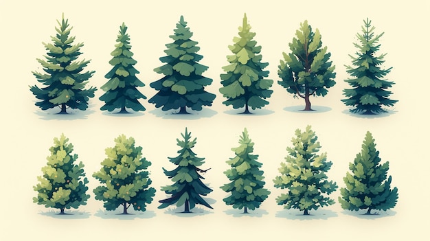 Vector sturdy pine trees symbolizing resilience