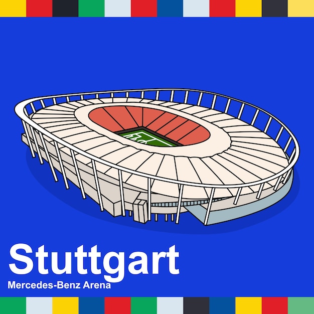 Vector stuttgart mercedesbenz arena for euro 2024 germany europa stadiums soccer stadiums buildings