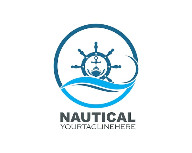 Stuurschip vector logo icoon van nautisch maritiem