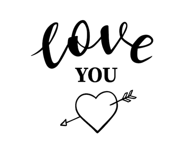 Vector stvalentines day love you hand lettering