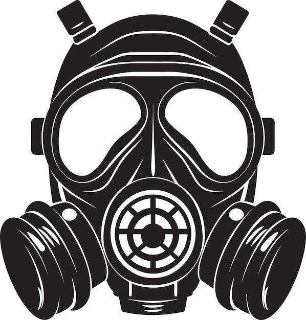 Vector stygian shield gas mask vector symbol lunar guardian black gas mask icon logo