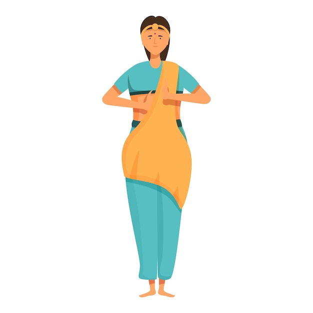 Vector style indian dancer icon cartoon vector lady culture