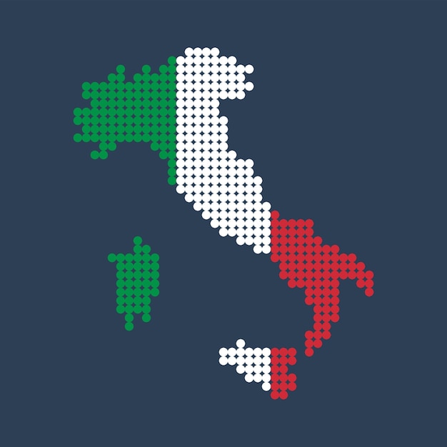 Mappa di stile dell'italia nei colori del paese