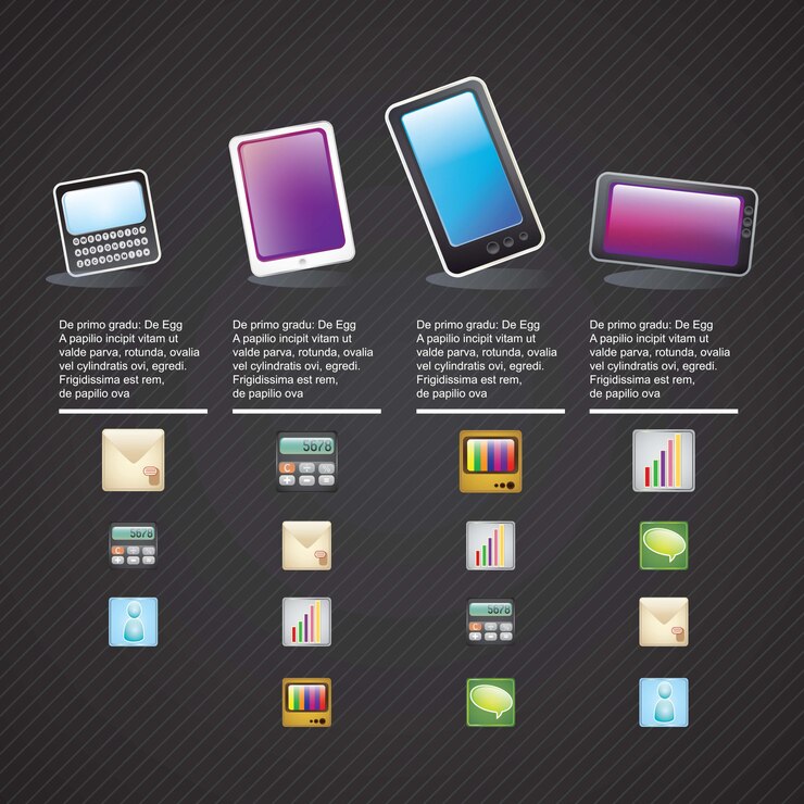 Vector style modern and vintage mobile gadgets vector illustration