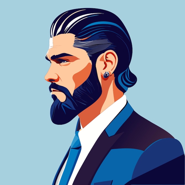 style plise perde mullet businessman vector illustration