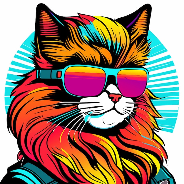 Illustrazione vettoriale in stile plise perde mullet cat