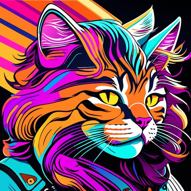 Illustrazione vettoriale in stile plise perde mullet cat